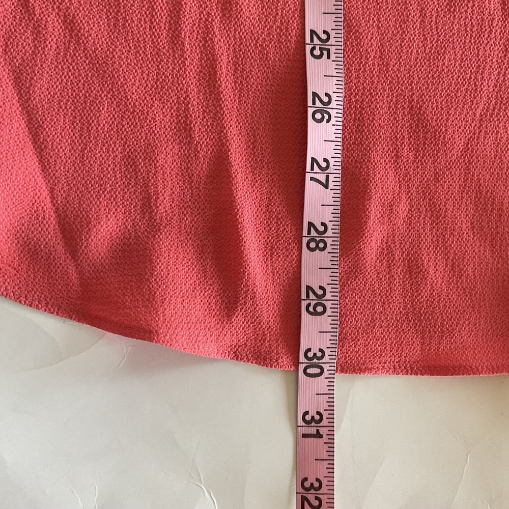 New York & Company Sz M Coral Gauze Tie Waist Tunic Top Blouse Keyhole Back - Picture 9 of 9